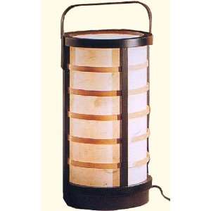  Dark walnut frame drum table lamp. 6.5 inch in diameter by 