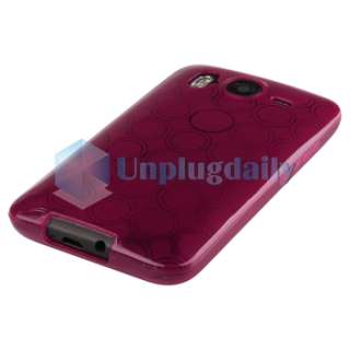 Clear+Red Circle 2in1 Skin Gel TPU Case+Privacy SP For HTC Inspire 4G 