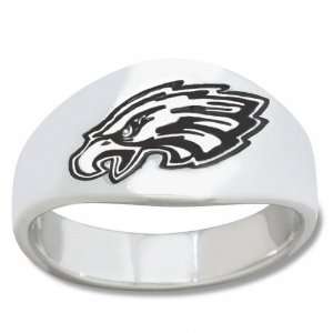   Eagles Mens Sterling Silver Cigar Band Ring: Sports & Outdoors