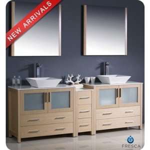 : Fresca Torino 84 Inch Light Oak Modern Double Sink Bathroom Vanity 