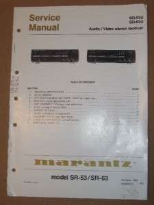 Marantz Service/Repair Manual~SR 53/63 Receiver~53U/63U  