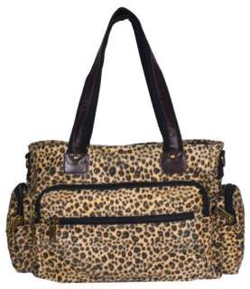   Leopard Print Zip Pockets Large Tote Shoulder Bag Handbag #b058  