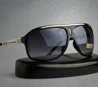Mens Aviator Sunglasses Retro Vintage Black Turbo with Silver Stripe 