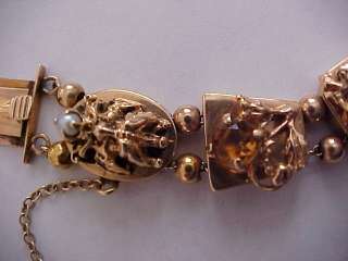 Vintage 1950s 14k Gold Slide Bracelet w 9 Slides 35.5 Grams NR  