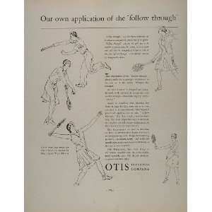  1934 Ad Otis Elevator Tennis Racket Helen Wills Moody 