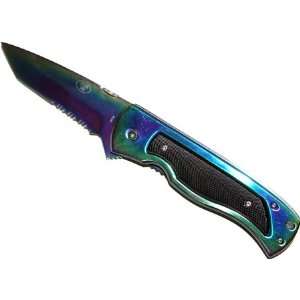   Assisted Opening Pocket Knife Rainbow Tanto Blade: Sports & Outdoors