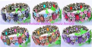 wholesale 12pcs Rhinestone resin bronze tone bracelets  