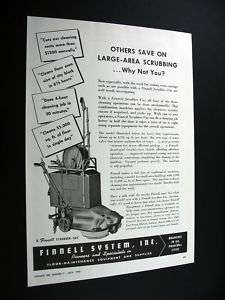 Finnell Scrubber Vac floor cleaning machine 1950 Ad  