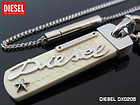   DIESEL WOMEN Jewelry Dog Tag Necklace WHITE DX0205 NIB + JEWEL BAG