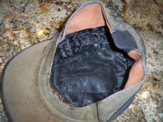 VTG 1950s Black Leather Cap Hat Ear Flap  