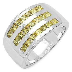  1.90 Carat Genuine Yellow Sapphire Sterling Silver Ring 