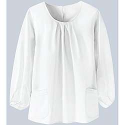 Newport News Womens White Pleated Cotton Tunic Blouse  Overstock 