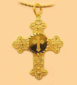 22K SOLID GOLD cross pendant handmade from Thailand#51  