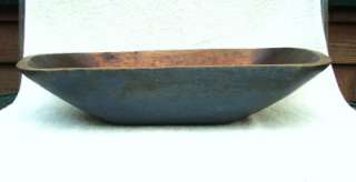 Early New England Wood Trencher Dough Bowl Old Worn Blue Paint  