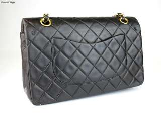 CHANEL CC Double Flap 2.55 Chain Shoulder Bag 10 Quilted Leather Dark 