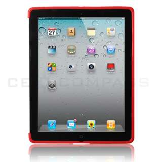 Red iPad 2 Snap On TPU Back Case Work w/ Smart Cover  