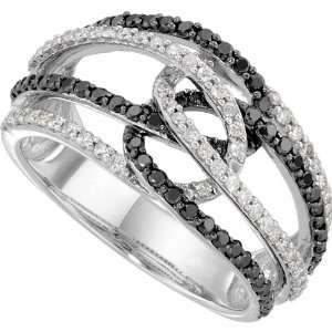 68764 14K White Size 07.00/ 3/4 Ct Tw Black & White Diamond Ring With 