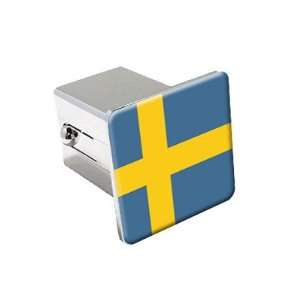 Sweden Flag   Chrome 2 Tow Trailer Hitch Cover Plug