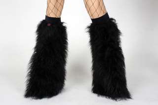 BLACK FLUFFIES FLUFFY FURRY BOOTS COVERS LEGWARMERS  