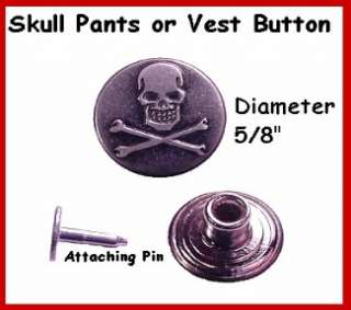MOTORCYCLE Skull bib Buttons For Leather PANTS VEST  