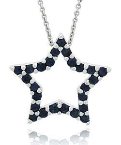 Glitzy Rocks Sterling Silver Sapphire Star Necklace  