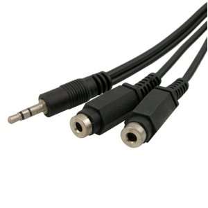  3.5mm Stereo Plug to Two 3.5mm Jack Plug Cable, 6 FT 
