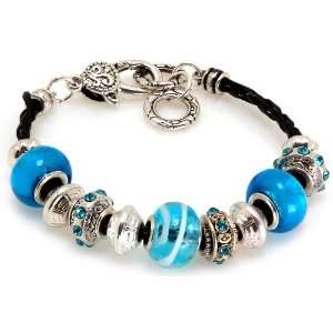   Designer Braided Silk Cord Bracelet with Murano Glass Beads: Jewelry