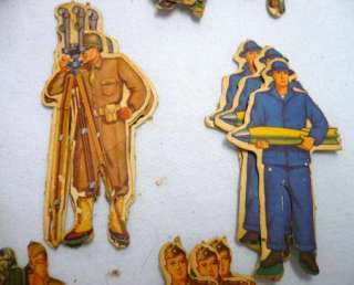 Estate Lot of 53 Vintage Paper Cut Out WWII Soldiers  
