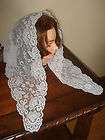 vintage one piece white floral veil mantilla lg church scarf head 