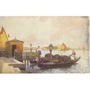   1920s Vintage Postcard Ferry Traghetto Venice Italy 