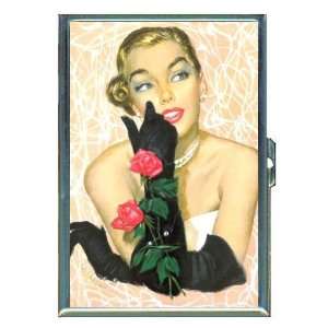  Elegant Blonde with Pink Roses ID Holder, Cigarette Case 