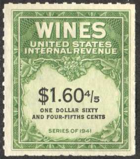 Wines & Cordials Tax Stamp, Scott RE196  