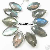12mm Flashy Labradorite Marquis Briolette Faceted Bead  