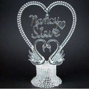  Personalized Glass Swans Blown Glass Wedding Cake Topper 