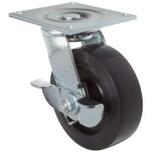 Wagner Plate Caster, Swivel with Pinch Brake, Polyolefin Wheel, Roller 