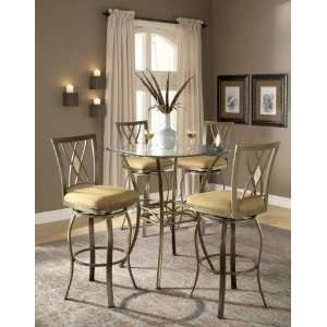 5pc Bar Table and Stools Set with Glass Top in Brown Powder Coat 