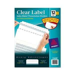  Index Maker® White Dividers, 12 Tab, Clear Laser/Ink Jet 