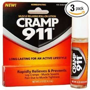 Cramp 911 Muscle Relaxing Roll on Lotion (Leg Cramps)   0.15 oz (PACK 