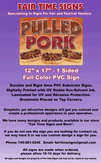 PULLED PORK Concession Sign   Rectangle PVC Full Color Laminated Sign 