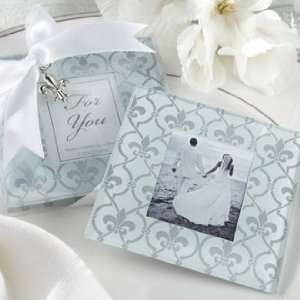 Davids Bridal Glass Fleur de Lis Photo Coasters Set of 2 Style 