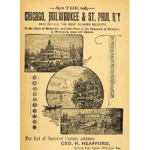 1893 Ad Chicago Milwaukee St. Paul Railway Resorts Wis.   Original 