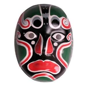  Chinese Black, Green, and Red Opera Mask 