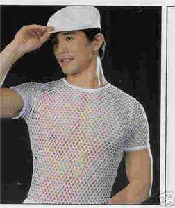 Large hole mesh boy or mans dance shirt, white,ballet  