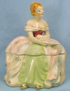 Outstanding COLONIAL LADY POWDER JAR BOX Occupied Japan  
