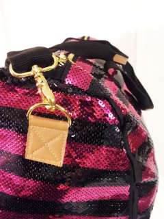   Secret PINK Bling Stripe Sequin Luggage Duffle Weekender Bag  