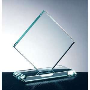  Jade Glass Square Diamond Award with Slant Edge Base 