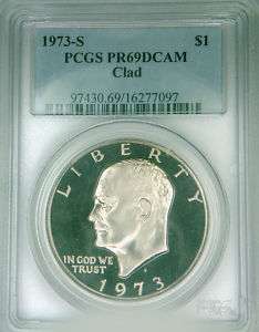 1973 S Eisenhower dollar PCGS PR69DCAM proof deep cameo  