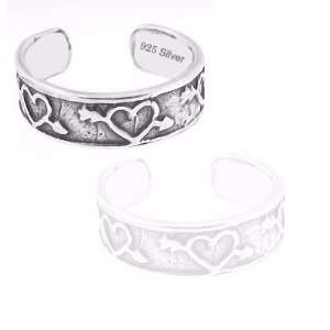 925 Sterling Silver Jewelry, Lovestruck Heart Toe Ring, Adjustable Fit 