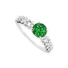   Emerald and Diamond Engagement Ring : 14K White Gold   0.75 CT TGW