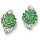 PalmBeach Jewelry Emerald 10k Gold Cluster Earrings